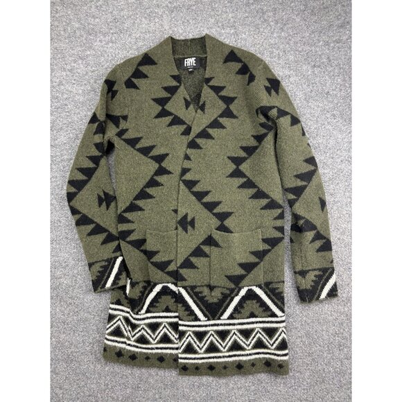 Frye Sweaters - Frye Sweater Womens Small Green Black Longline Cardigan Shawl Collar Aztec Knit